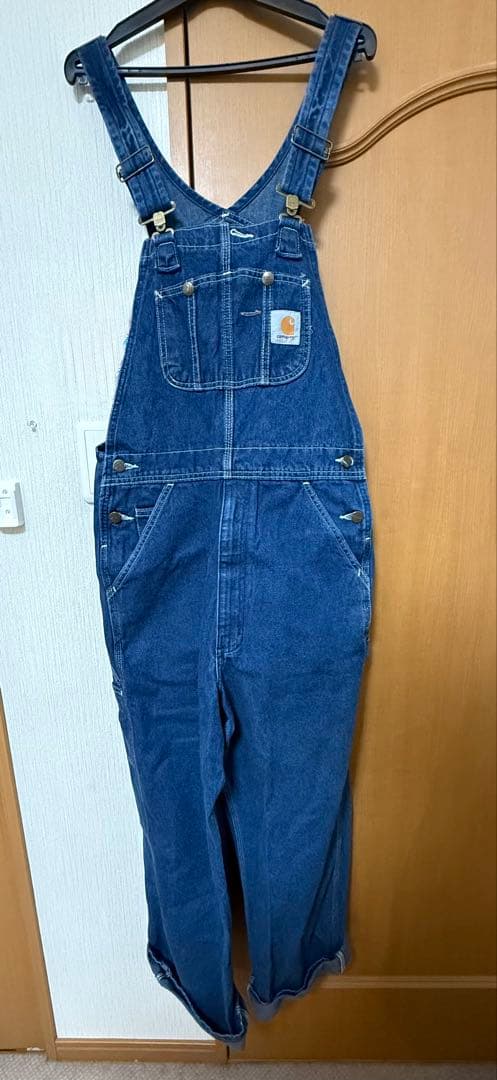 からし Carhartt デニムオーバーオール 32×30