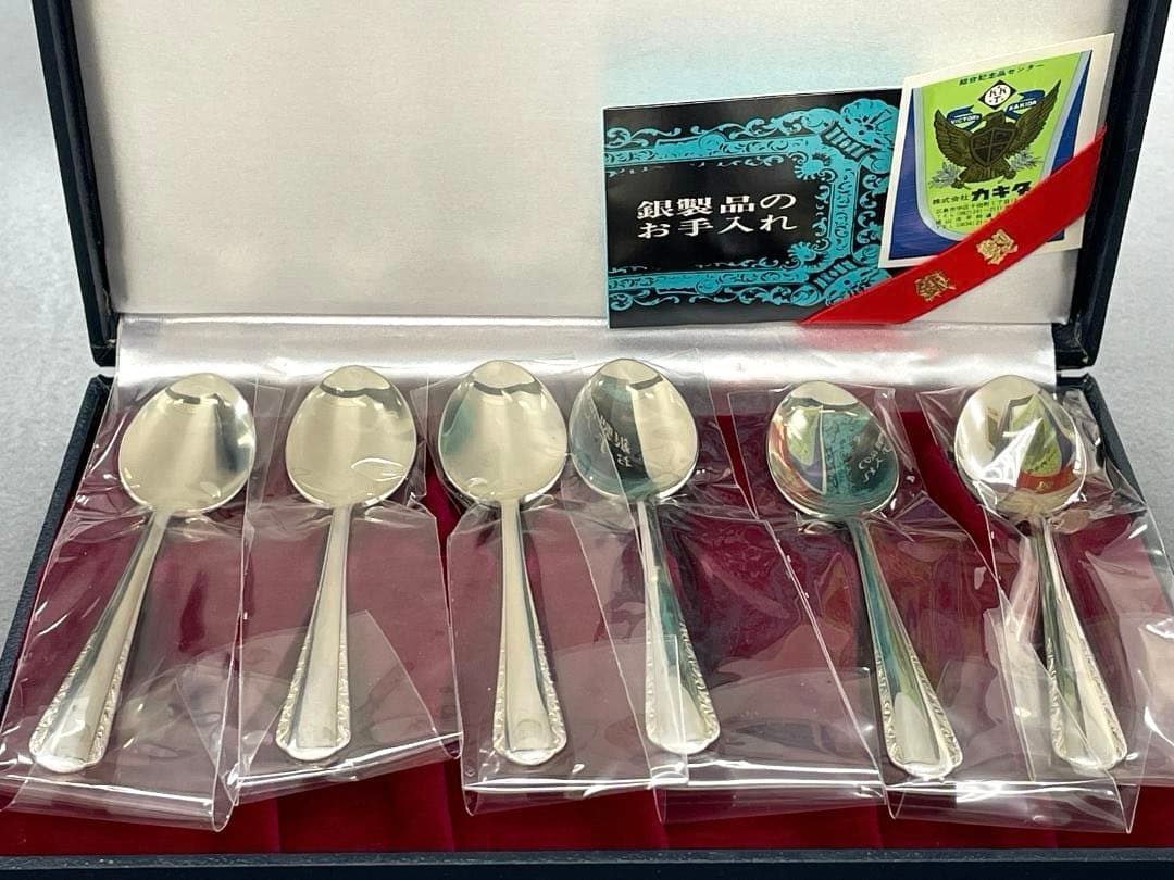 【未使用】銀スプーン　６本、YAMACO AZUMA 山崎金属　６本　計１２本