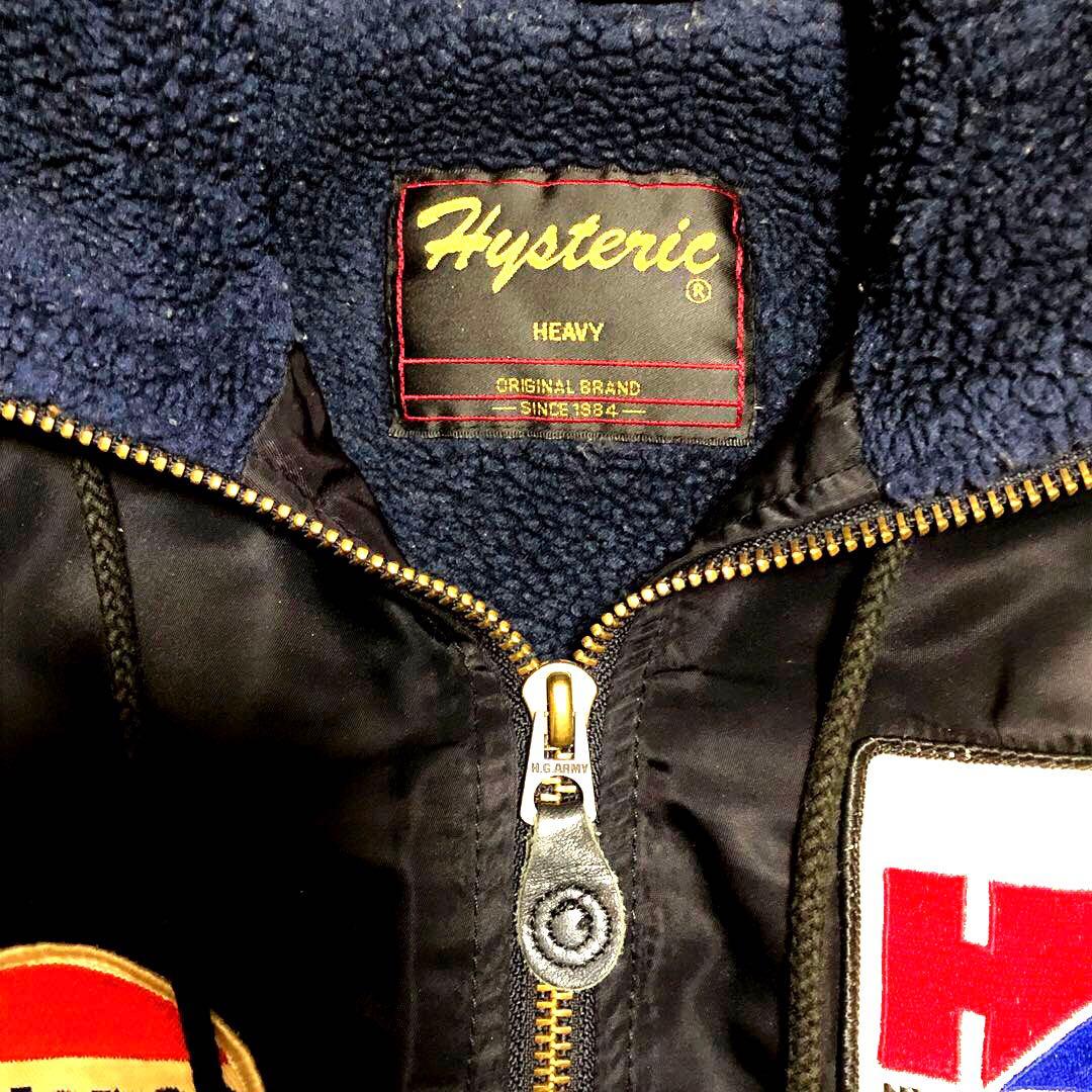 ヒステリックグラマー 初期ヒスY2Kミリタリーフライトジャケット 黒 ワッペン