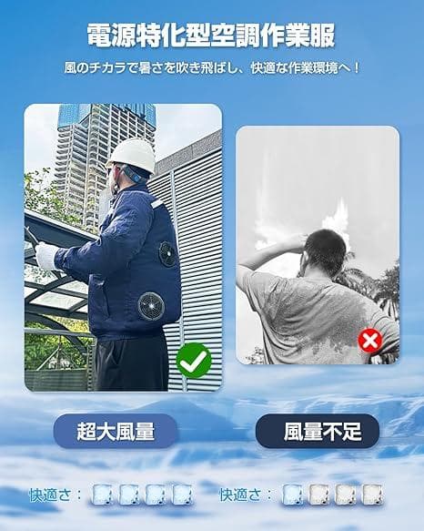 Inspvllu 空調作業服 長袖 ファンバッテリーセット　XLサイズ グレー