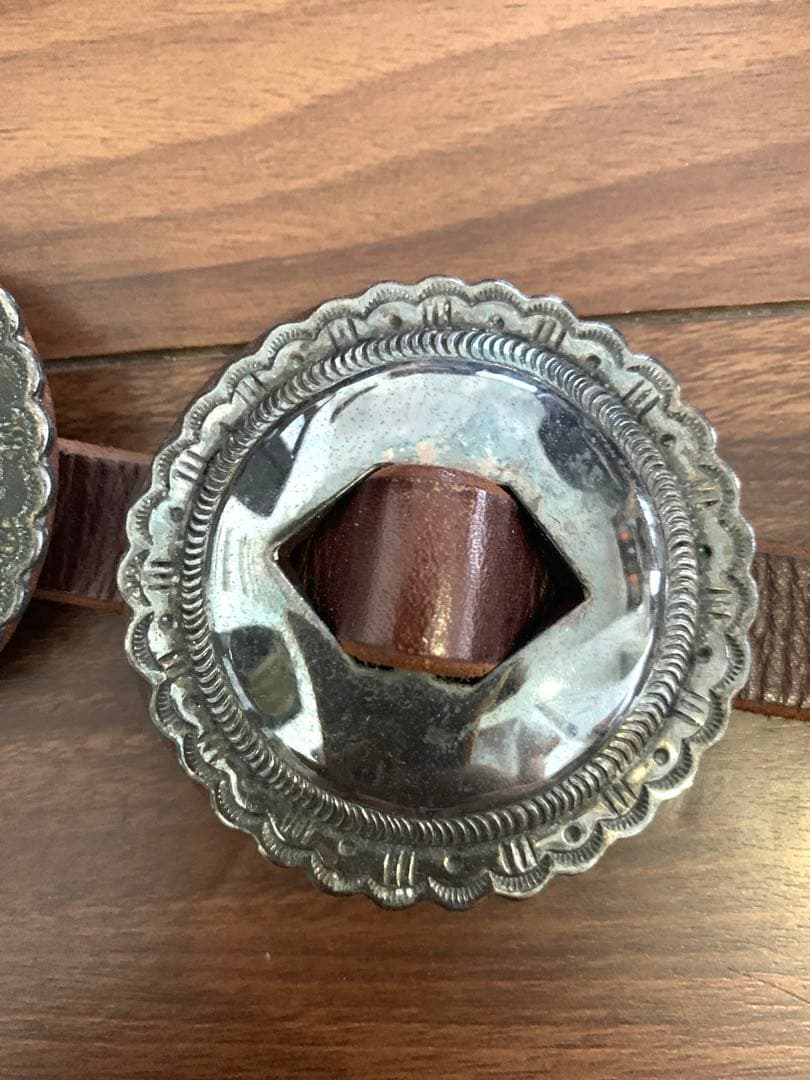 LGB コンチョ　メタリックシルバー　革　レア