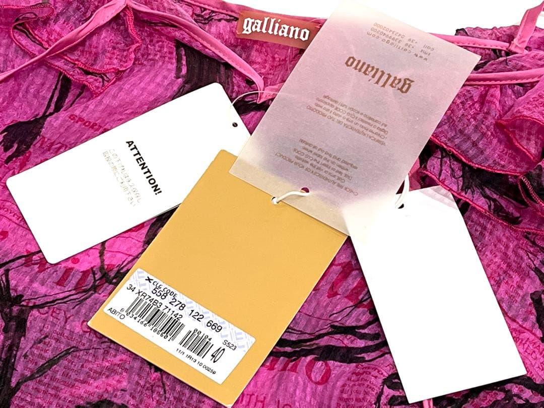 h832 新品　希少　ジョンガリアーノ　プリント　フリル　キャミソール　イタリア