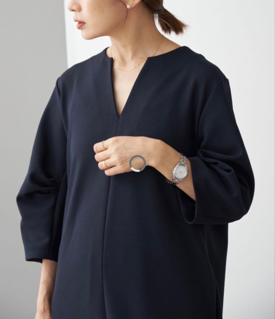 イエナ　IENA タックスリーブワンピース　フォーマル　ワンピース　ネイビー　入