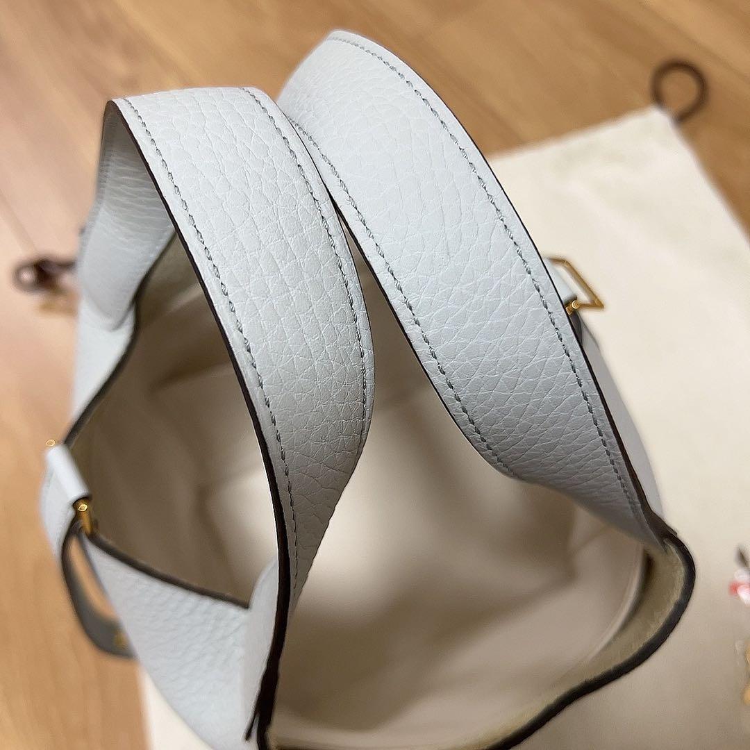 エルメス　ピコタン　pm ゴールド金具　美品　ブルーパール×ゴールド