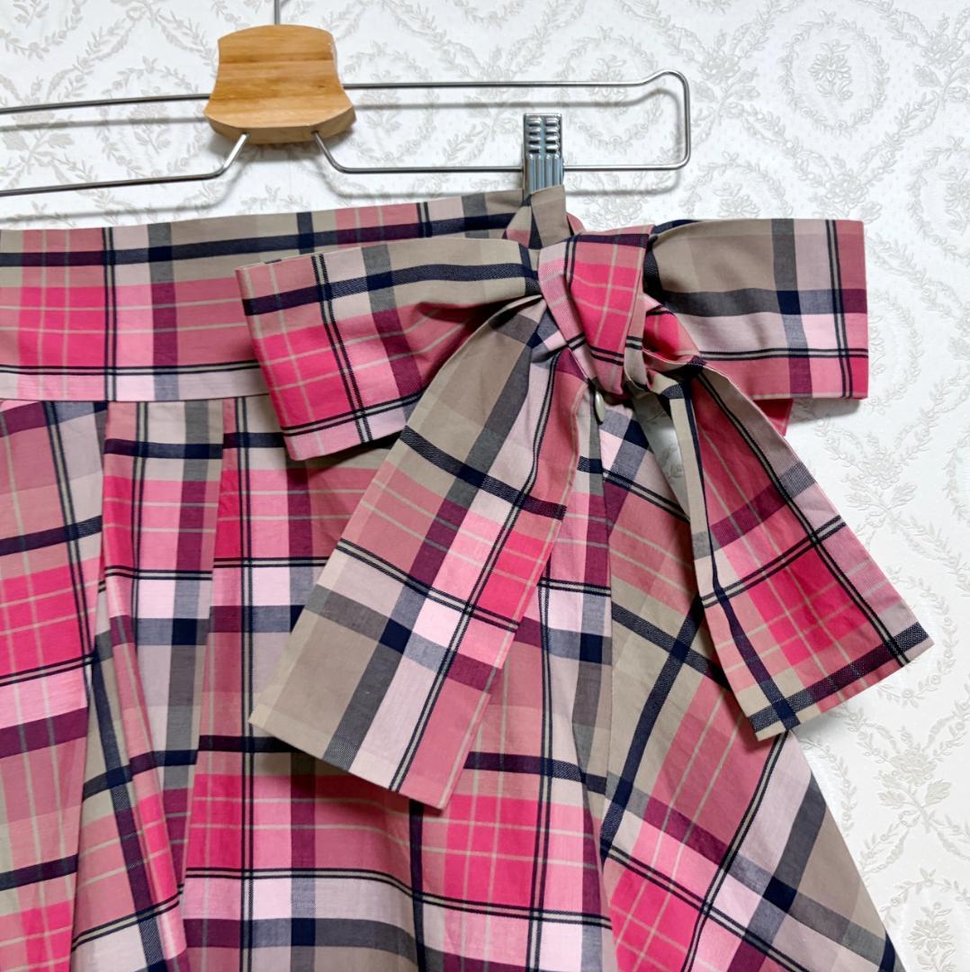 新品 ヴィヴィアンウエストウッド ピンク チェック柄 スカート リボン