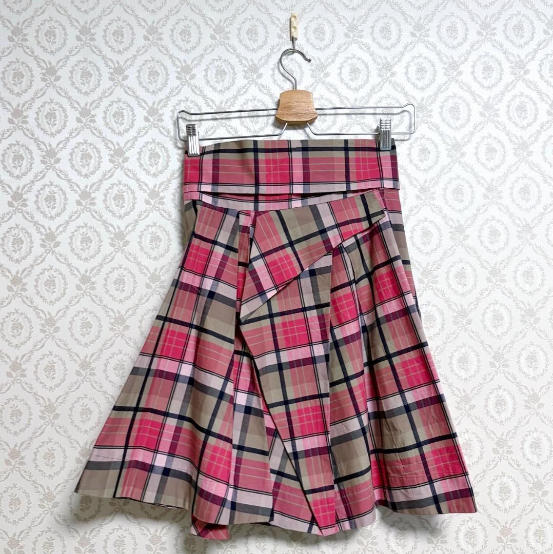 新品 ヴィヴィアンウエストウッド ピンク チェック柄 スカート リボン
