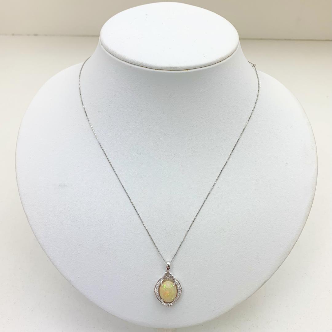 新品 エチオピア産 オパール ダイヤモンド ネックレス 2.33ct プラチナ
