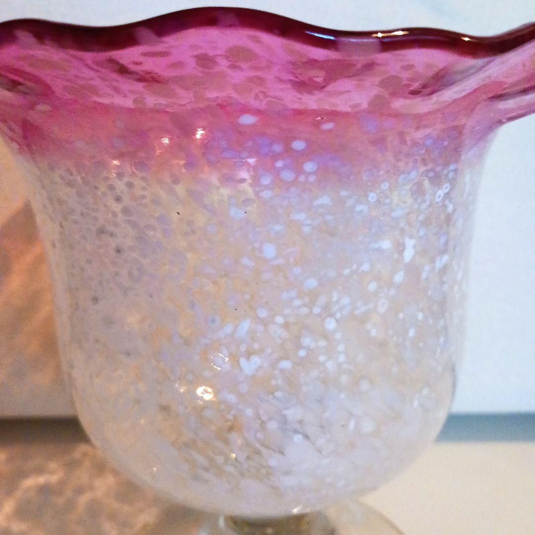 大正ガラス　特大コンポート　アンティーク