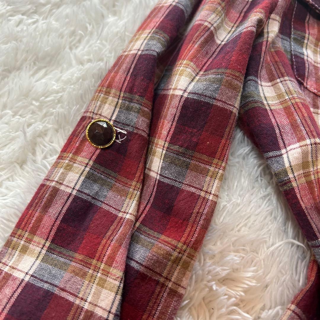 00s 希少 LIZLISA ビッグリボン チェック　ワンピース　シャツ