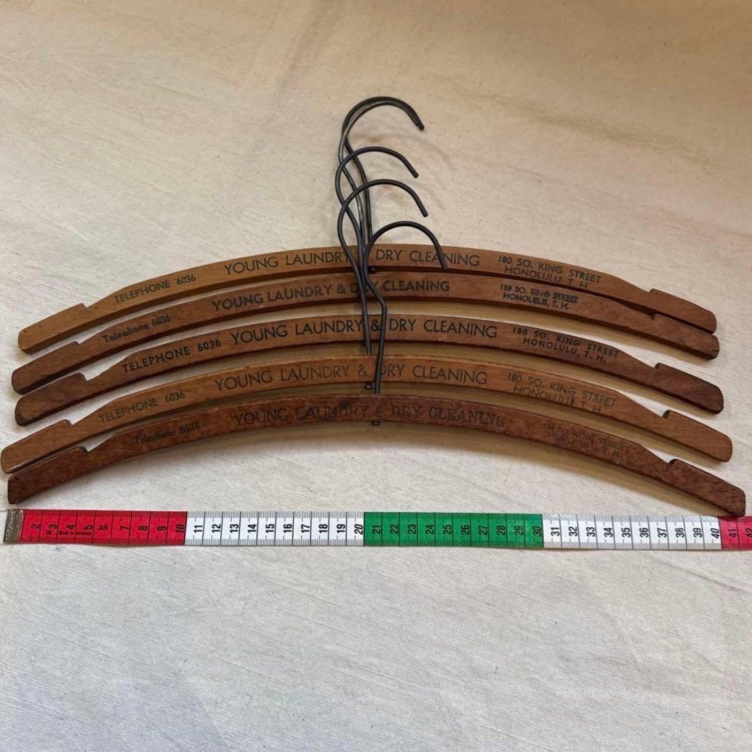 40s VINTAGE HANGER T.H. ハンガー セット 文字入