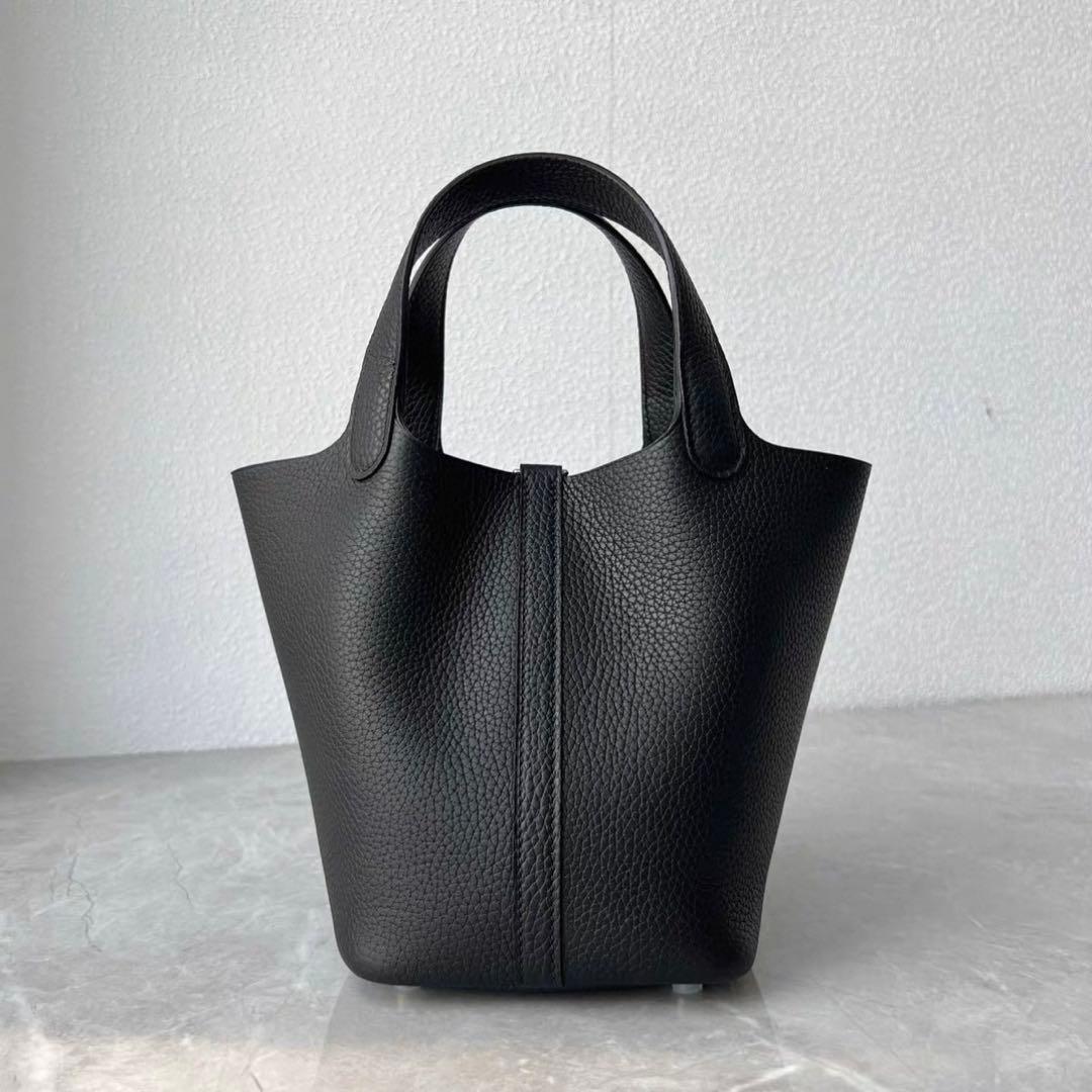 本革 高級 キューブバッグ バケツ型バッグ 黒 ハンドバッグ 高見え pm