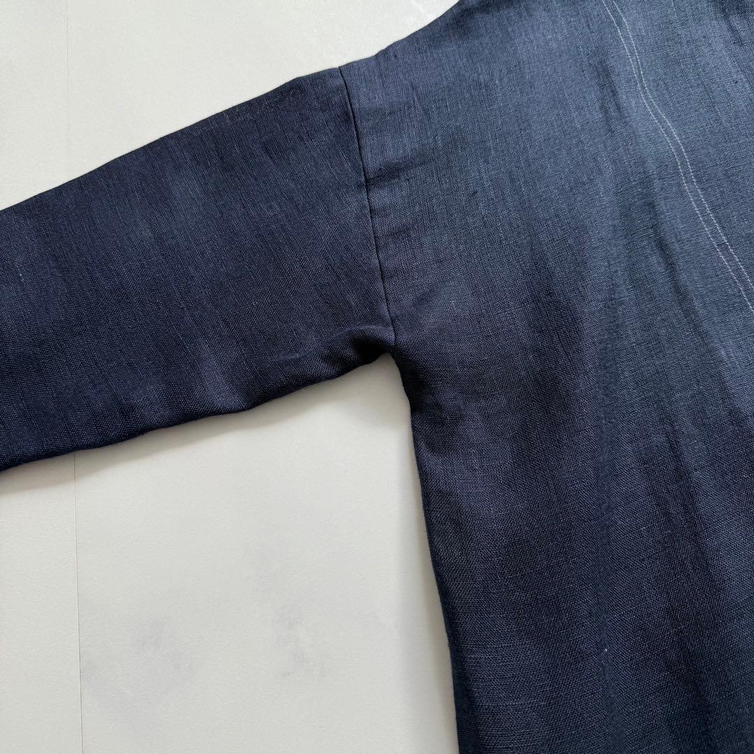 nume ヌメ リネンダブルガーゼシャツワンピース　ネイビー　3 パラスパレス