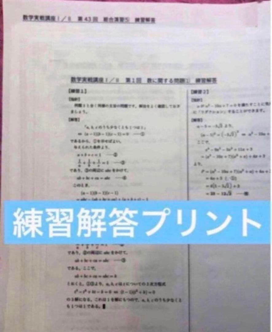 鉄緑会　2024年　高2 数学実戦講座 I/II 全4冊セット　例題・練習解答付