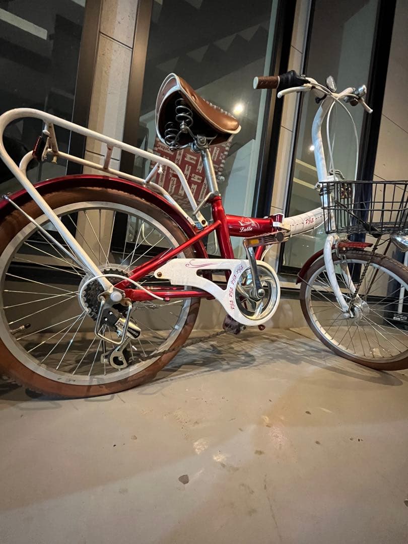 折りたたみ自転車 20インチ 赤×ブラウン