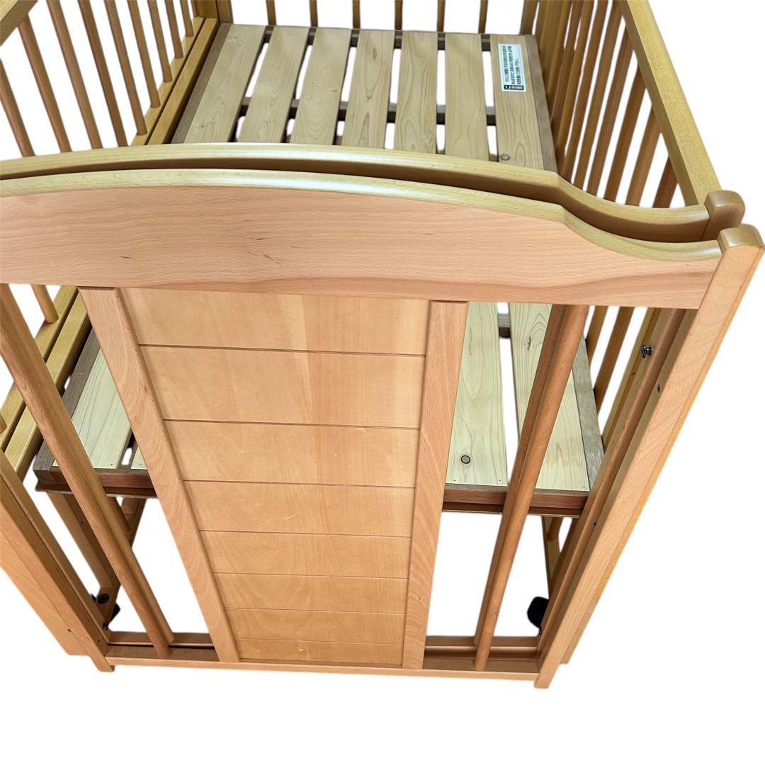 SAWABABY 木製ベビーベッド キャスター付き