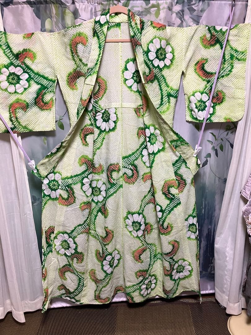 い*ふ様 オークション有松鳴海総絞り浴衣のみ緑、158±5