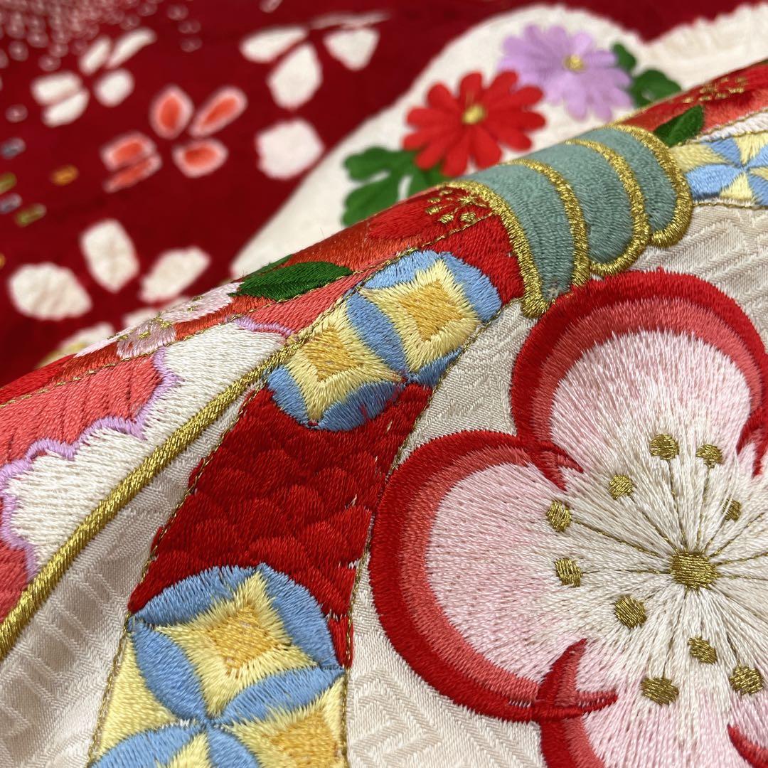 ◎mk-0028　女児　御祝着・襦袢 セット　絞り　刺繍　お宮参り　　10-2