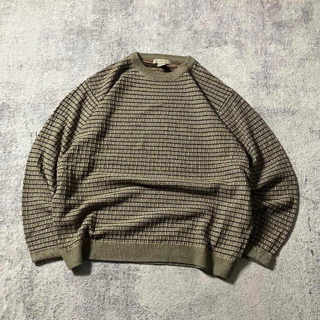 ※時計・ブレスレット付00sRETREAT立体編みニットオリーブJDEEN