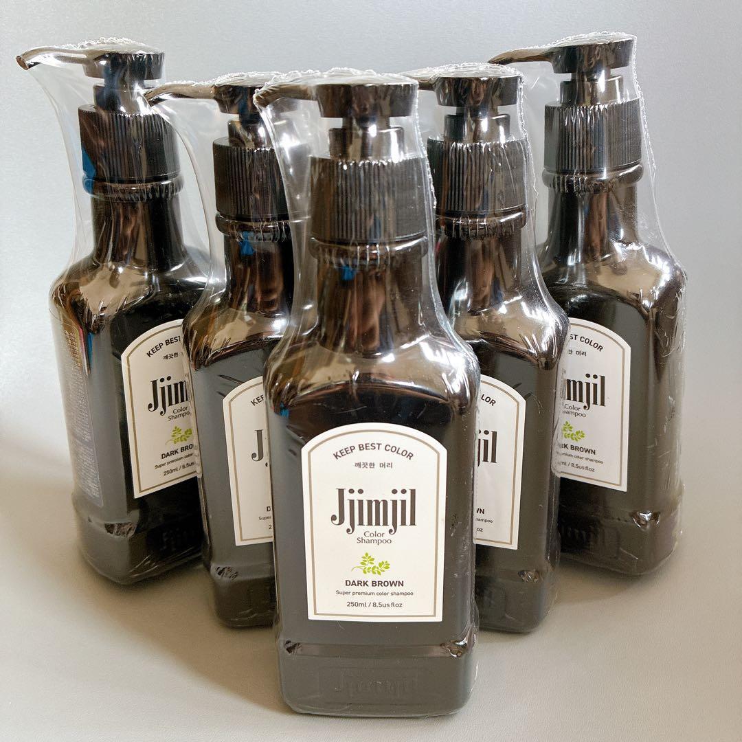 【新品】5本　Jjimjilジムジルカラーシャンプー　ダークブラウン　250ml