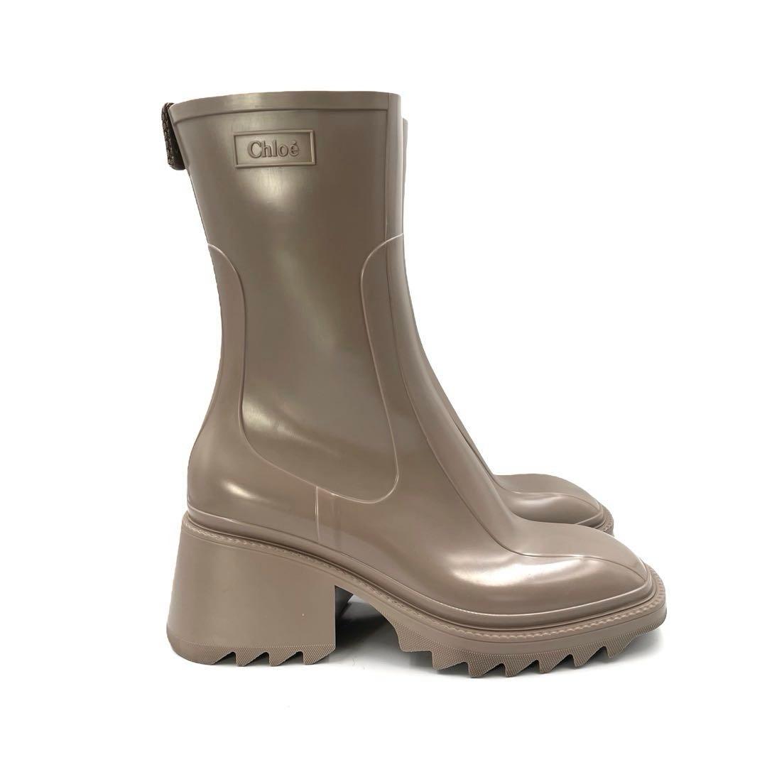 《超美品》Chloe クロエ ベティ レインブーツ サイドジップ ベージュ 40