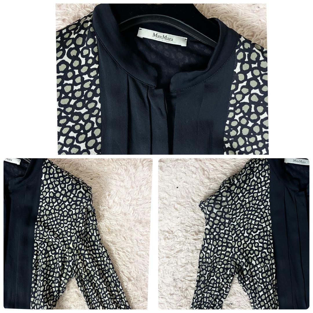 マックスマーラ 白タグ ロングワンピース 総柄 シルク 大きいサイズ XL