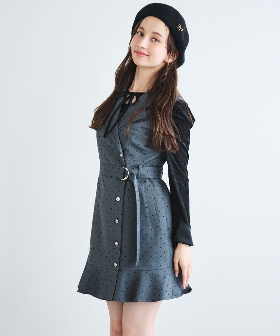 リリアンカラットヘムフレアジャケットミニワンピース