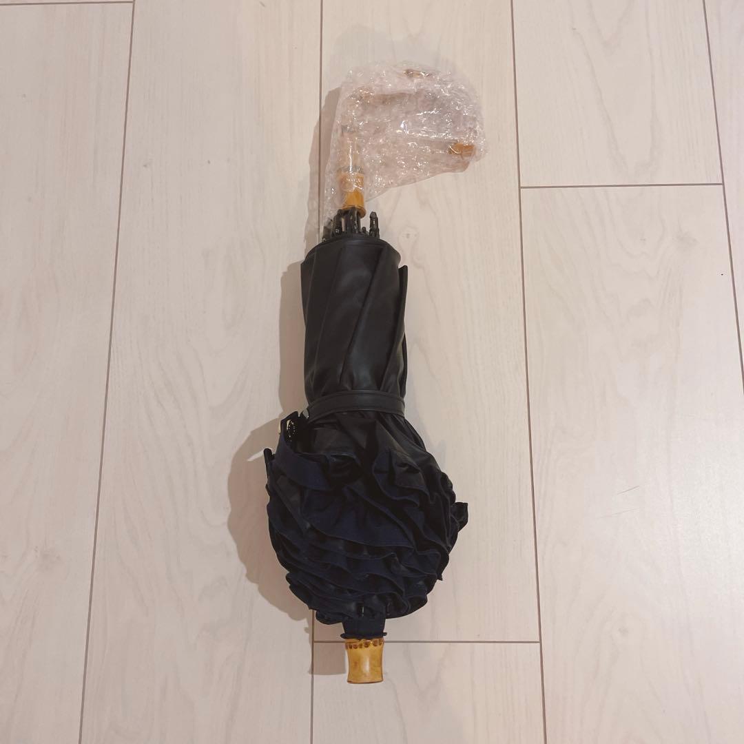 【untule】2段2WAY 折りたたみ日傘(50cm)/フリル ネイビー