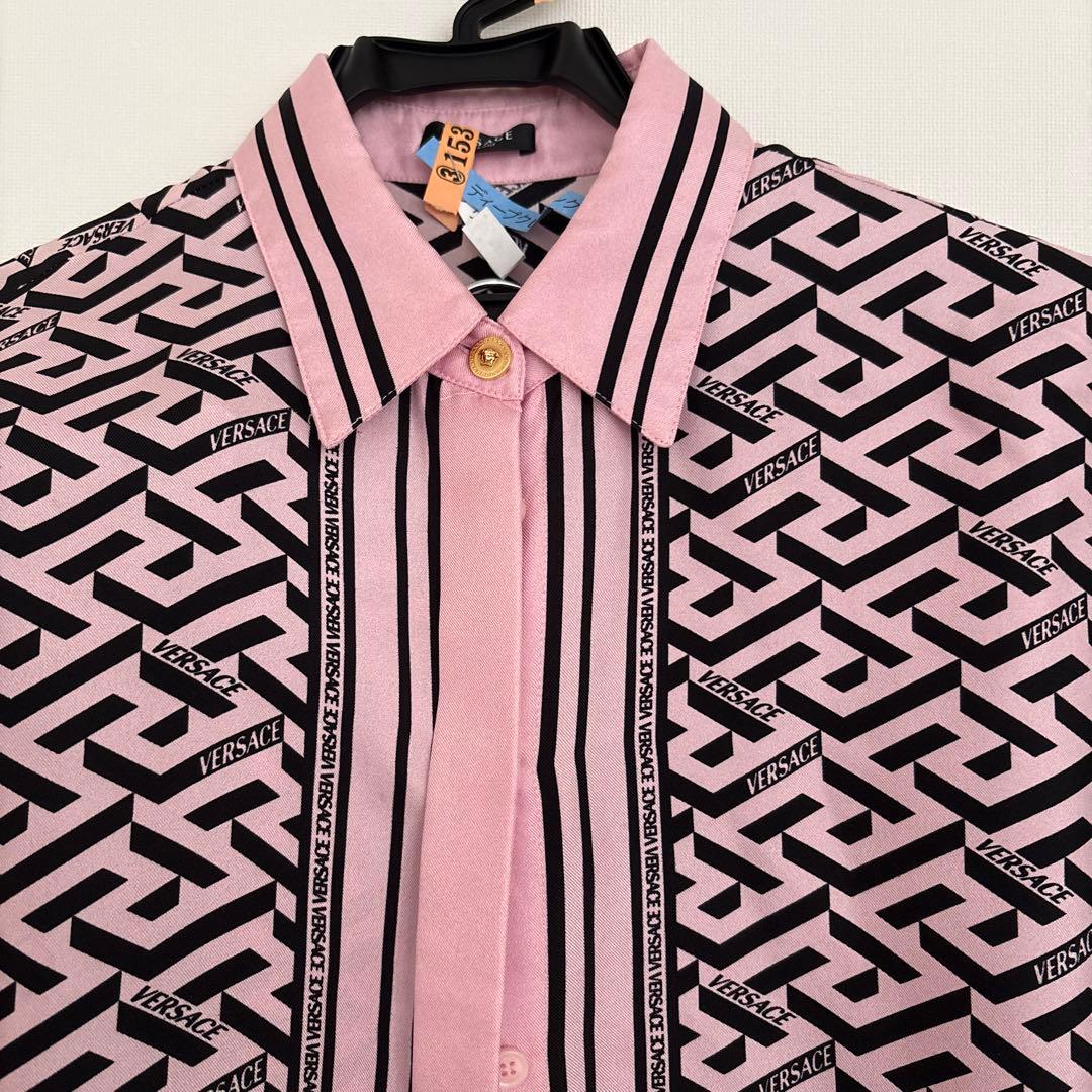 VERSACE ピンクと黒のレギンス 38