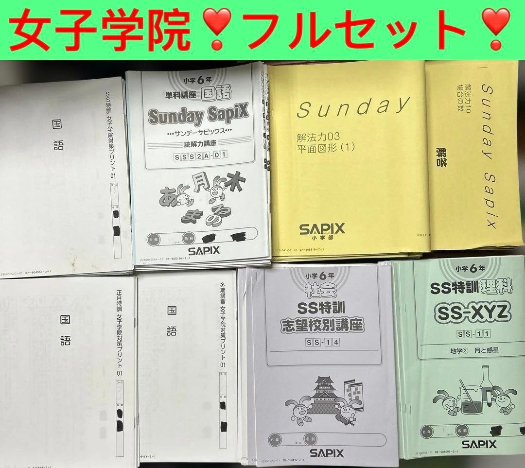 ㉓み　サピックス　SAPIX SS特訓　志望校別講座　女子学院　4科目セット