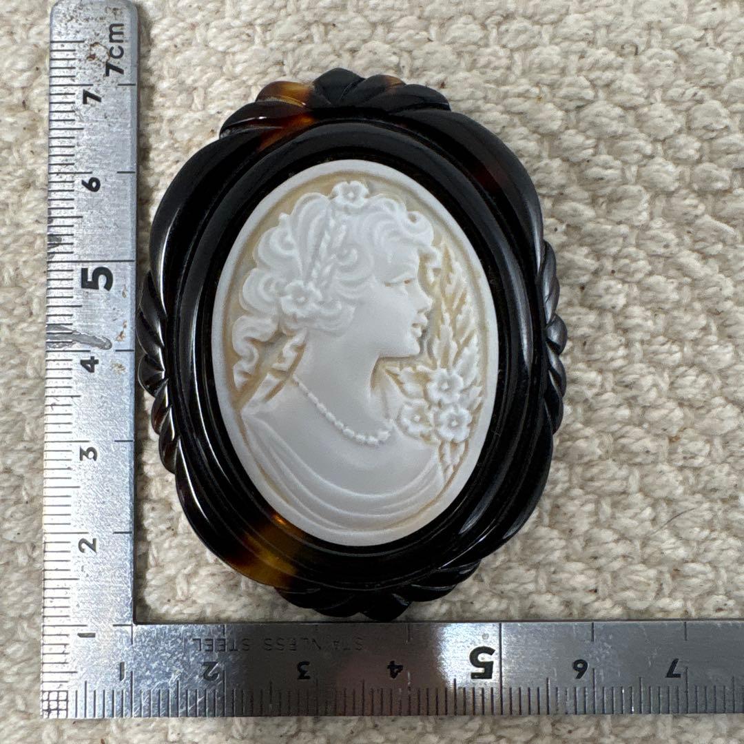 カメオ 鼈甲　K18 ブローチ　ビンテージ　アンティーク