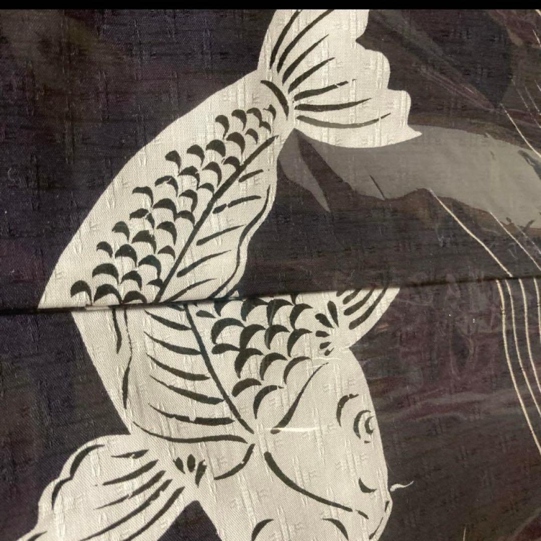 に*ん様 浴衣3点セット ニコアンティーク　ウタタネ　高級変わり織 紺地に鯉　ネ