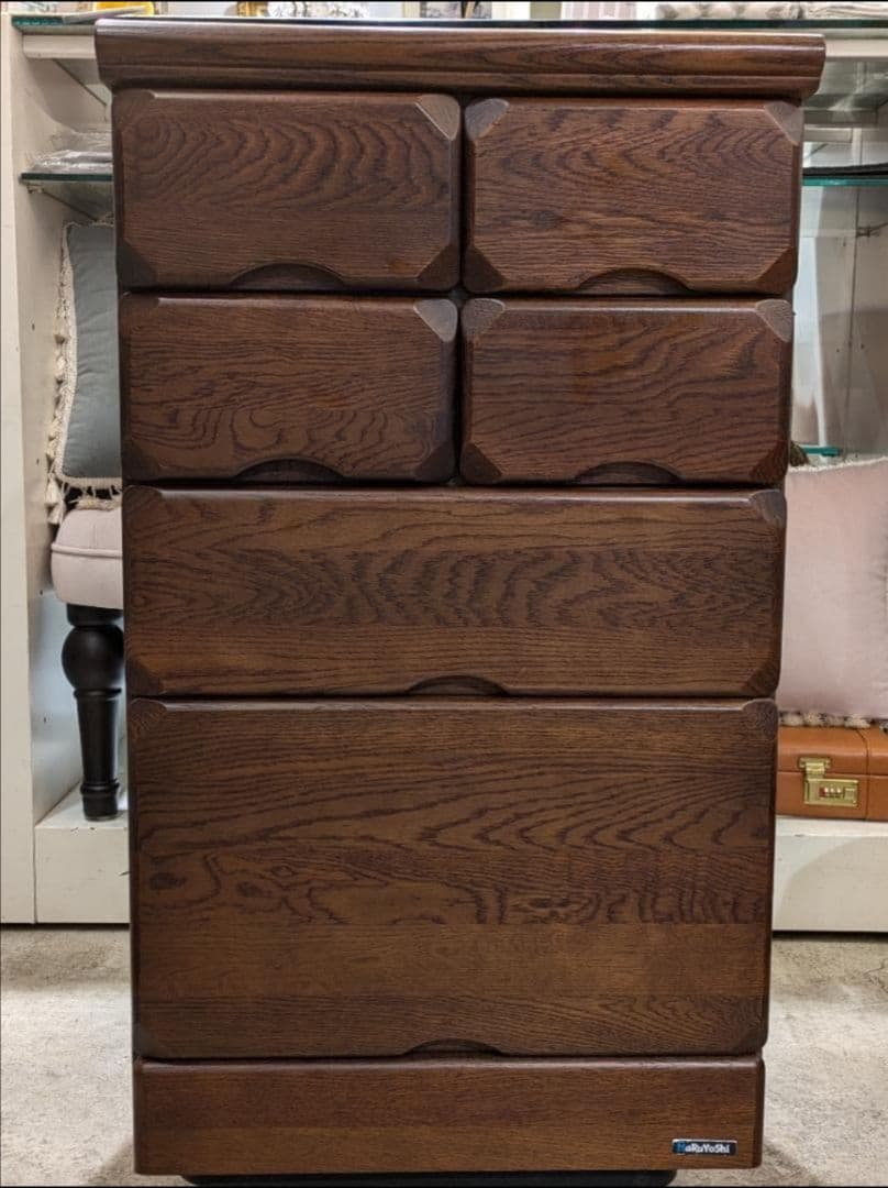 【極美品】 無垢 チェスト マルヨシ 民芸家具 4段6杯 引き出し タンス 収納