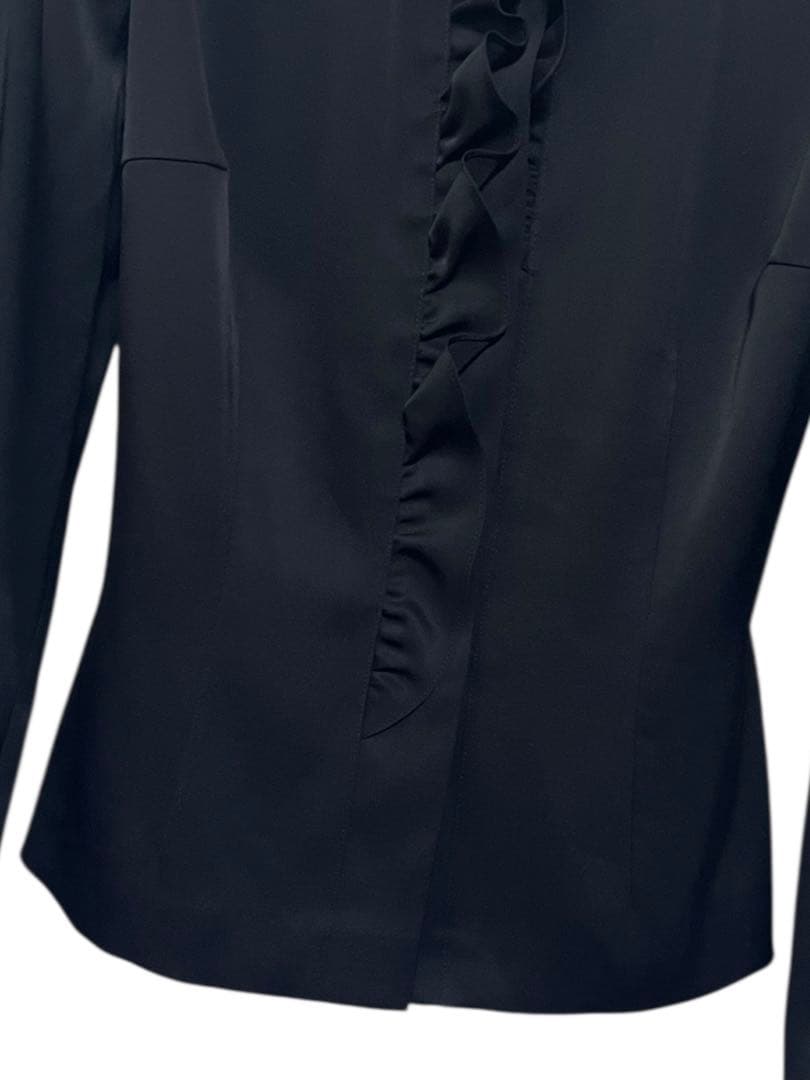 美品　chloe クロエ　フリルスダンドカラーブラウス　ブラック　サイズM