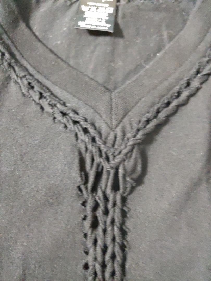 NUMBER (N)INE 編み込みVネック長袖Tシャツ トップス黒size０