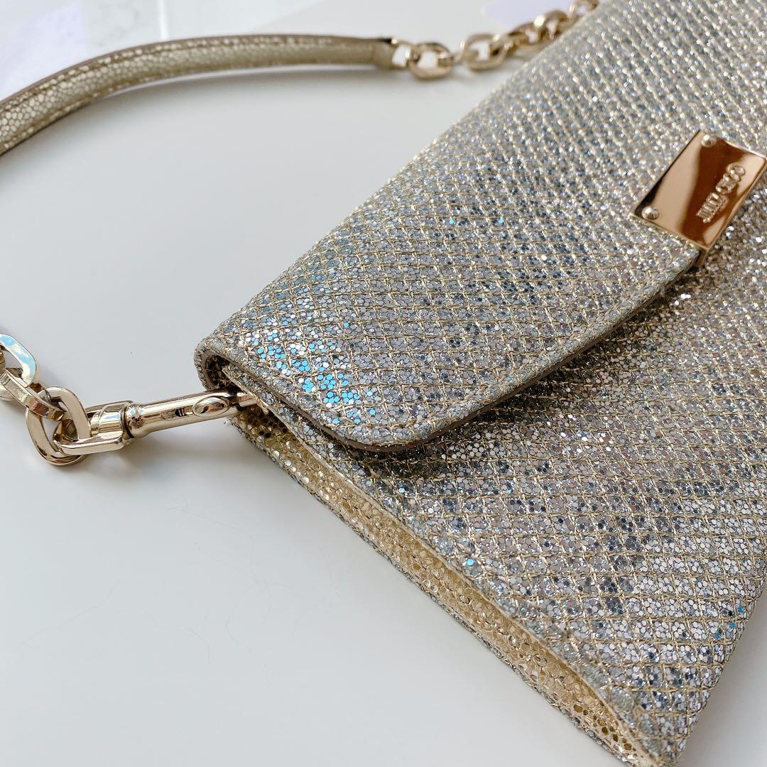 ジミーチュウ　ハンドバッグ　シルバー×ゴールド