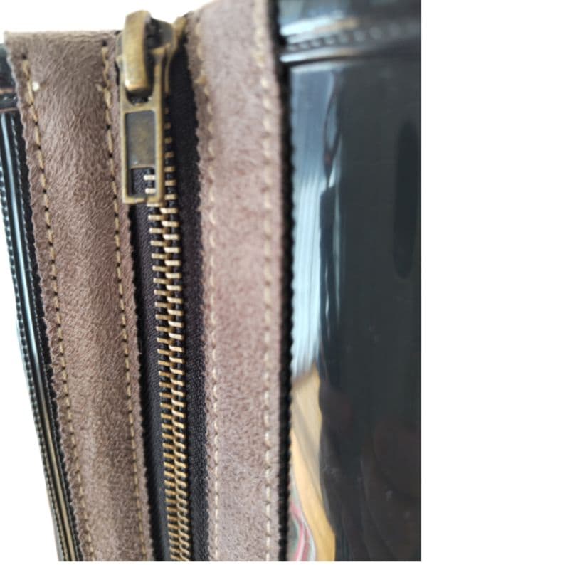 ◆げんこつ◆　イタリア製　ブラックロングレインブーツ　モカライン