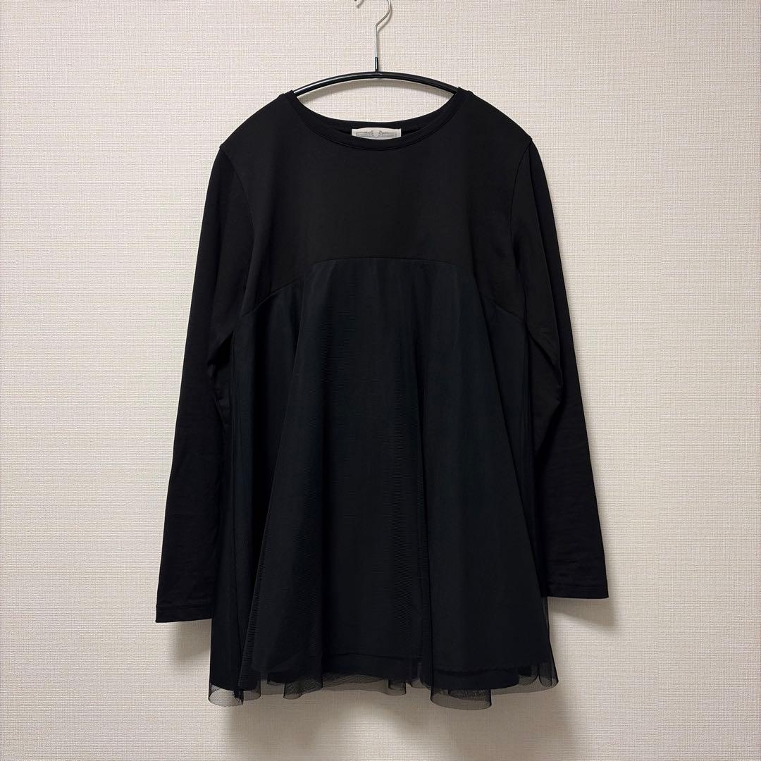 美品 BEARDSLEY ビアズリー チュール 切替カットソー チュニック 黒