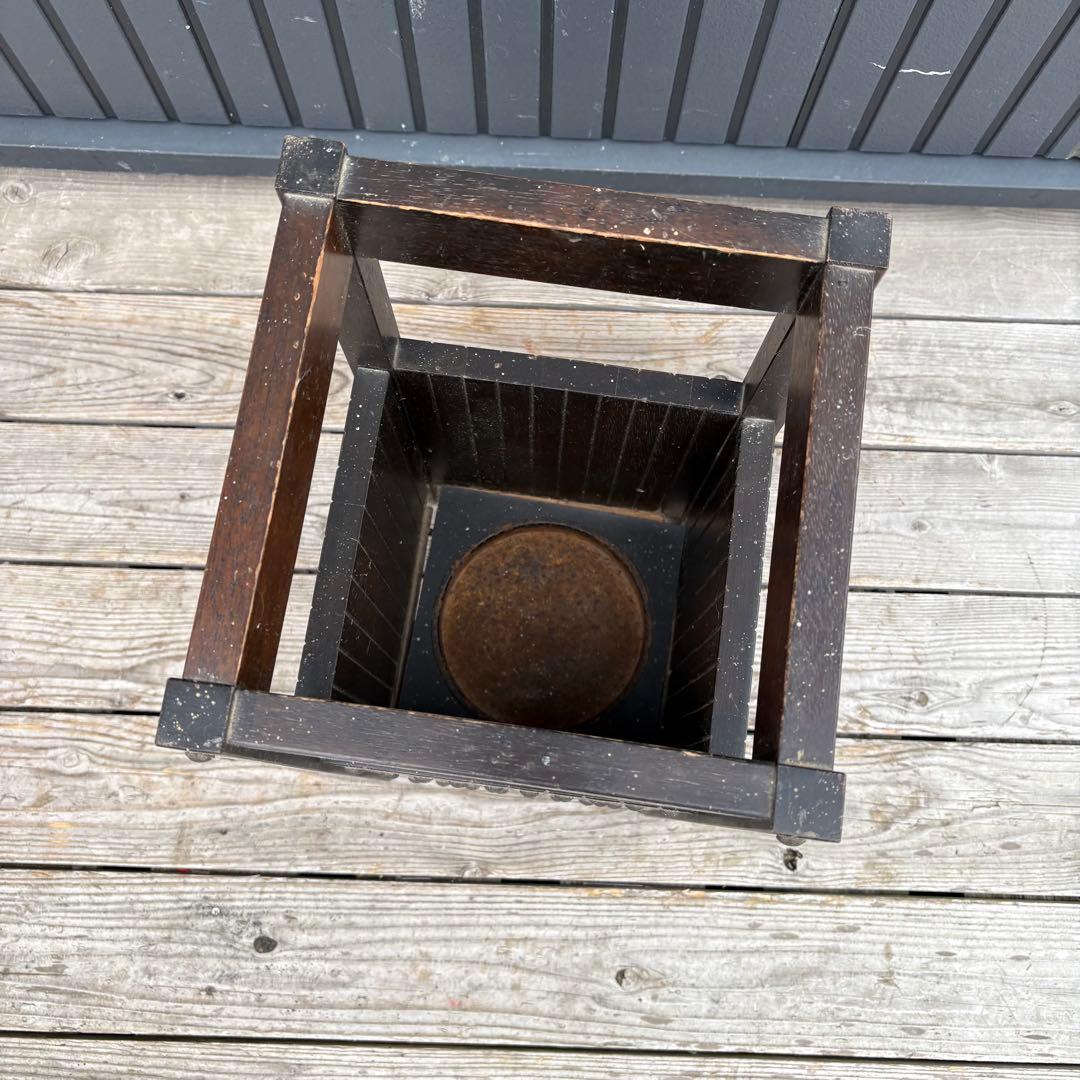 昭和レトロ オールドカリモク 木製 アンブレラスタンド 傘立て 古家具ビンテージ