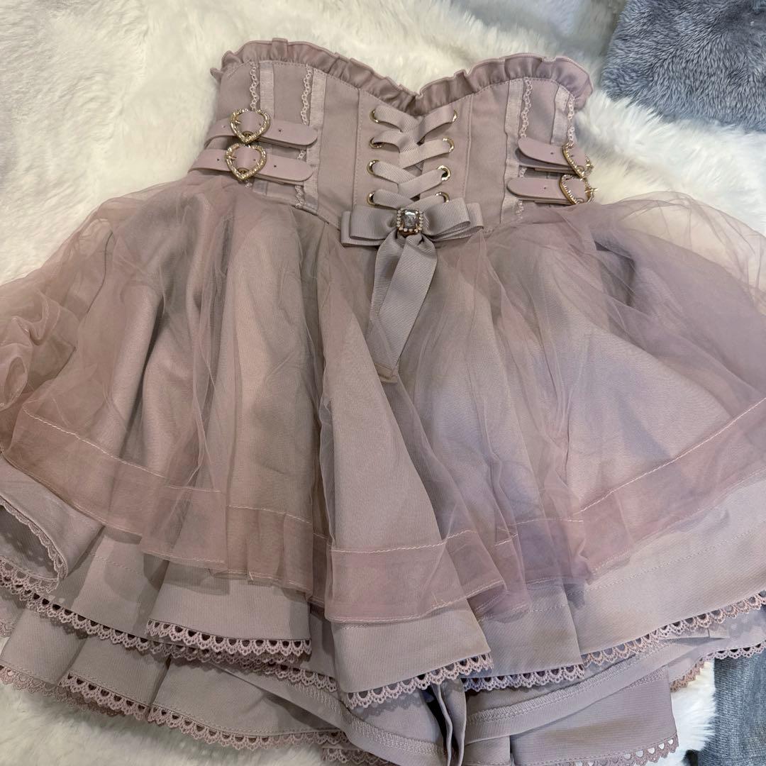 LIZLISA リズリサ レースアップコルセットライクスカパン ピンク