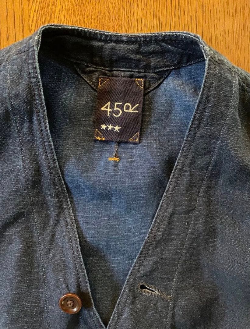 45R リネンの908ベストオール　インディゴ