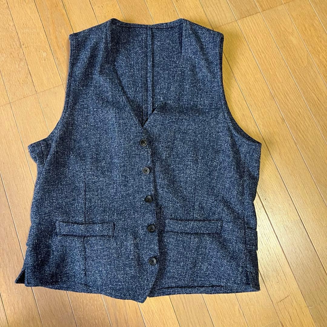 【美品】ベスト付 ラルディーニ LARDINI ジャケット ベスト ネイビー