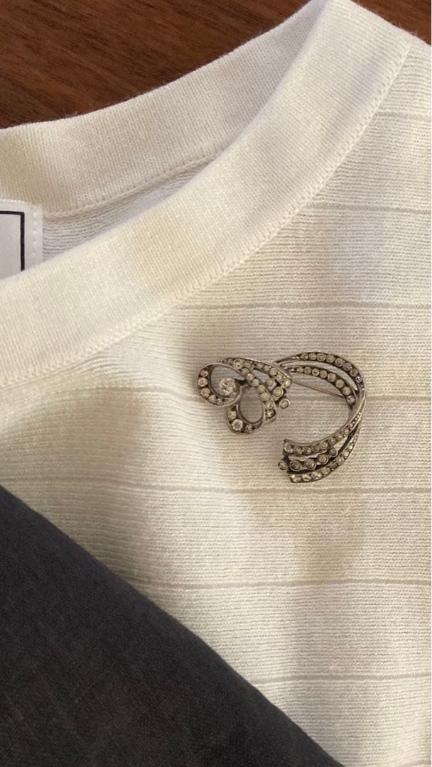 アンティーク＊ブローチ　ペーストストーン　シルバー　アールヌーボー