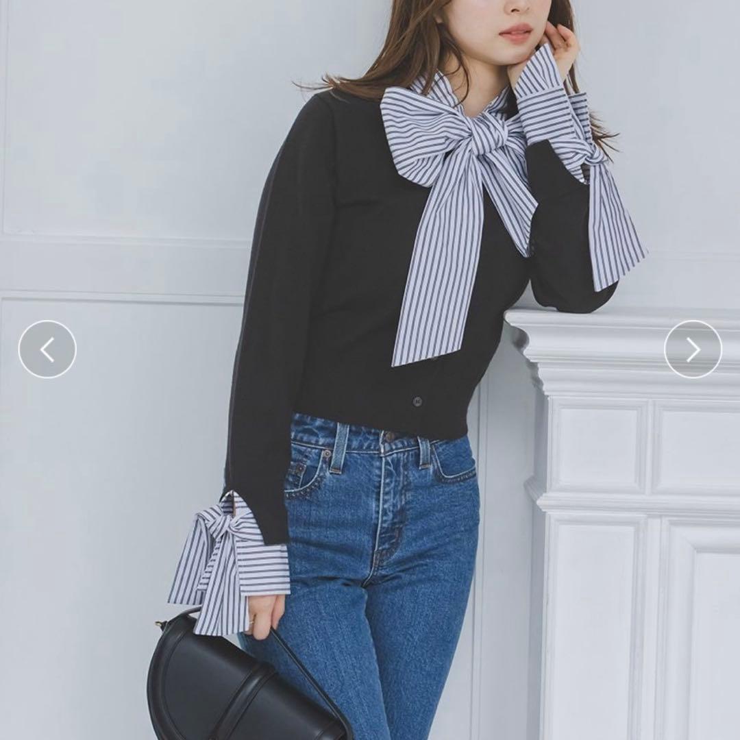 【完売品❤︎新品タグ付き】SNIDELボウタイニットドッキングプルオーバー