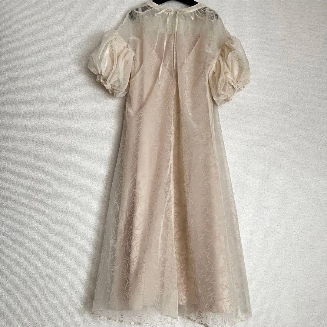 Acka✨️sheer loose one-piece 花柄 アイボリー ロング丈