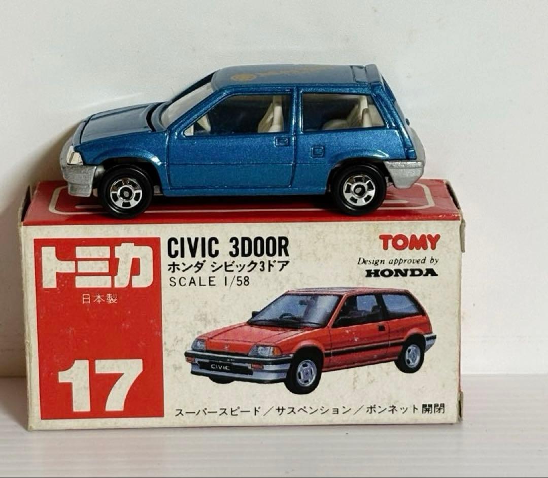 トミカ赤箱　No17 ホンダ シビック 3ドア (名古屋丸栄特注)ブルー