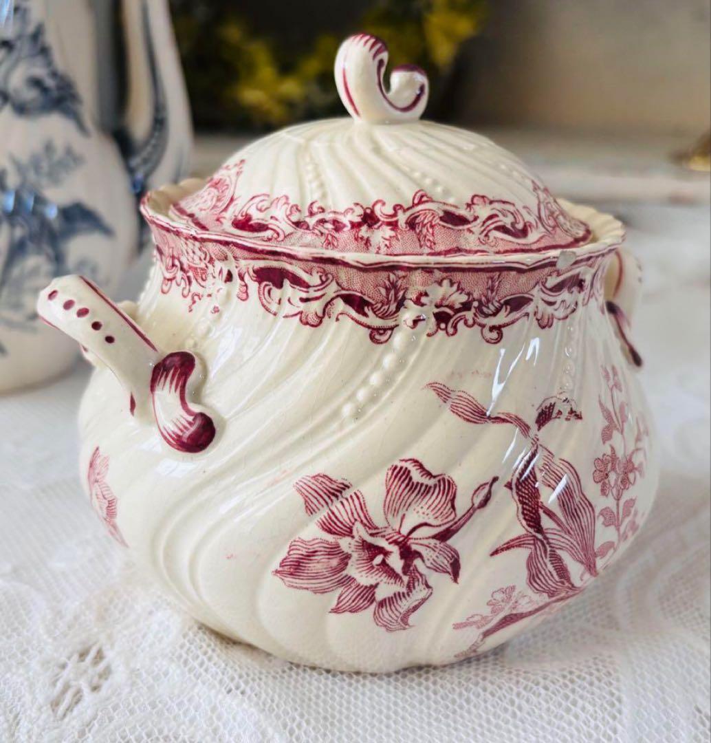 希少　サルグミンヌ シュガーポット シュクリエ 花柄 フランスアンティーク