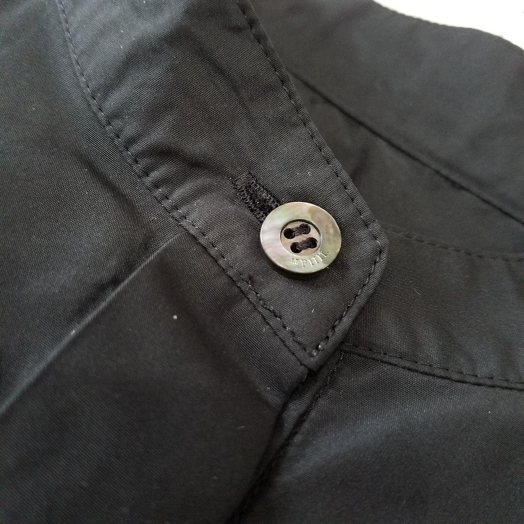 美品✨ルフィル ライトタフタギャザーブラウス バンドカラー シャツ ブラック