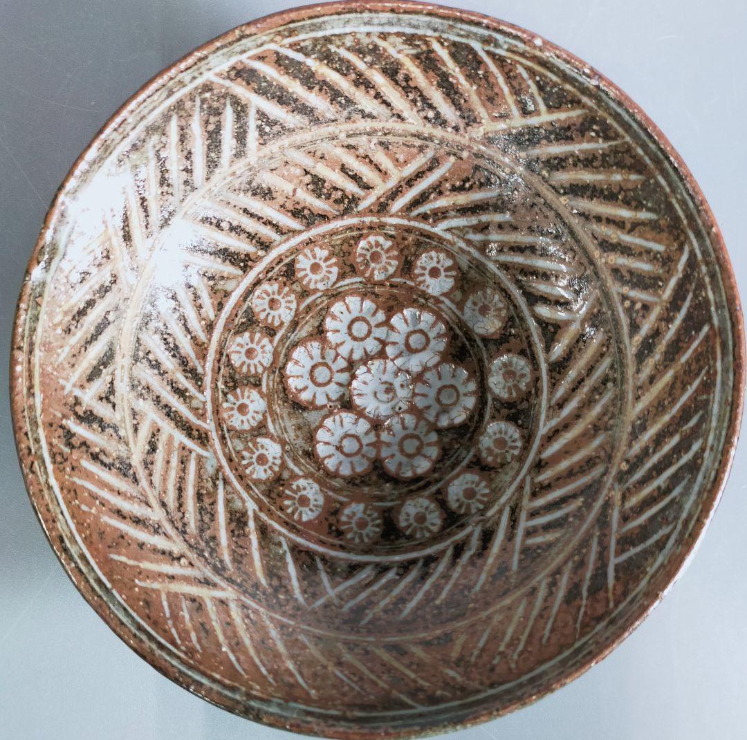 106-2/唐津焼/須田祥豊作/如拙庵/彫三島平茶碗