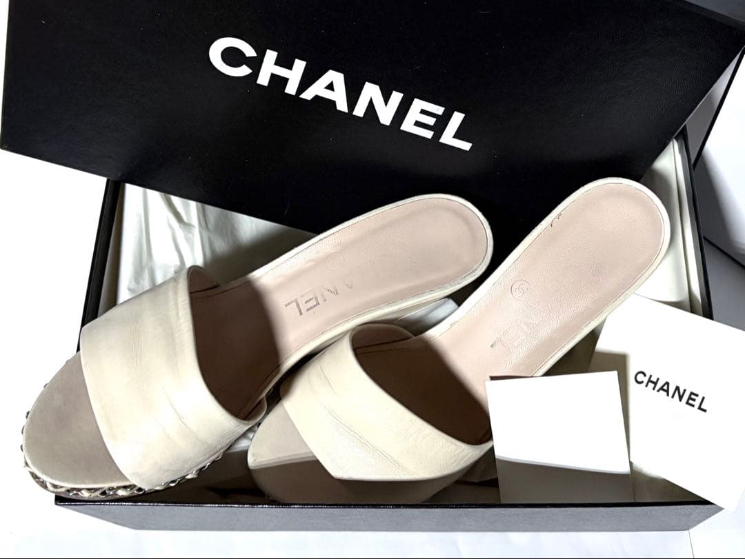 aaa！CHANELシャネル☆ウェッジソールサンダル&保管ケース・袋