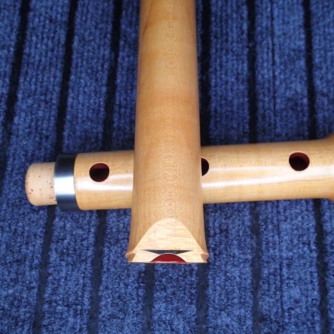 尺八 銘木(楓) 和田謹製 琴風調 二印 一尺八寸管